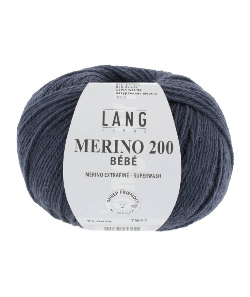 Pelote coton lang yarns Merino 200 baby bébé bebe cotton bleu 434