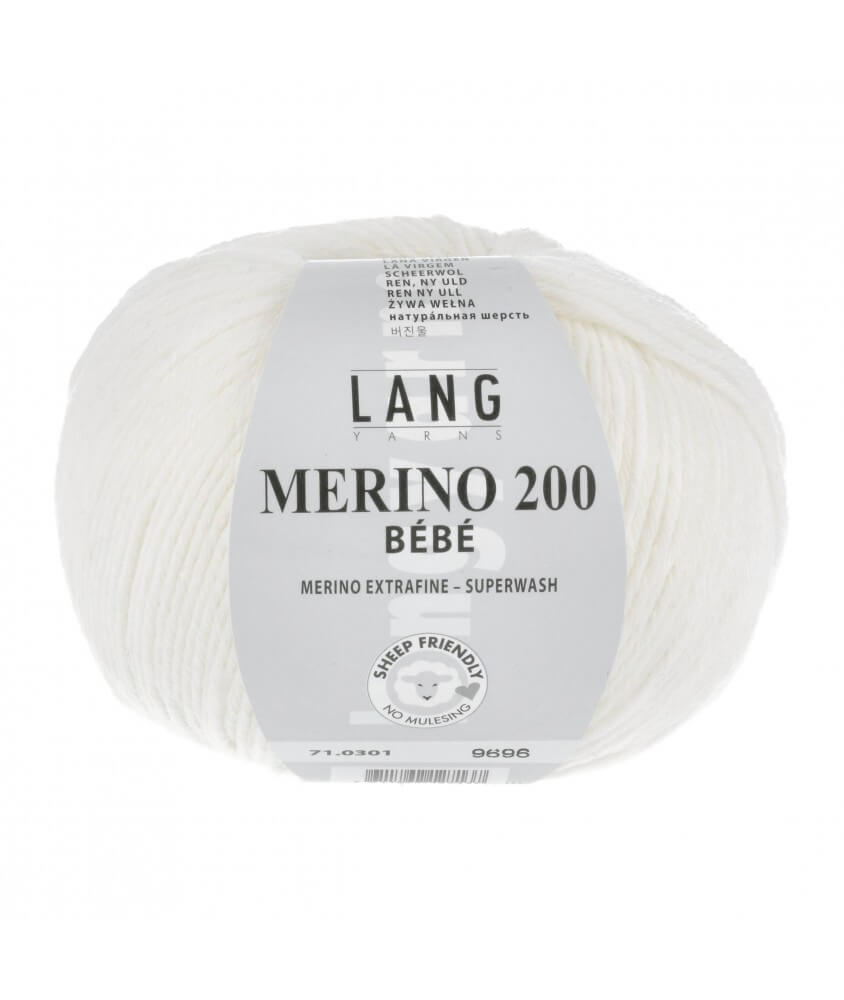 Pelote coton lang yarns Merino 200 baby bébé bebe cotton blanc neige 301