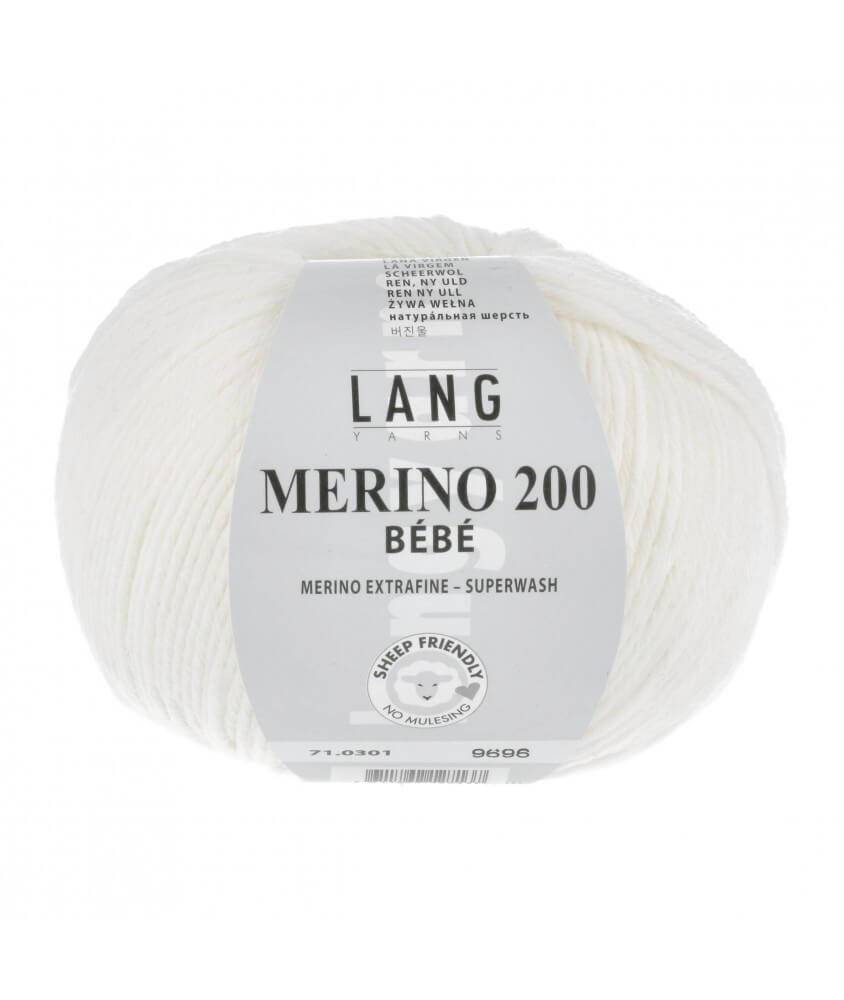 Pelote coton lang yarns Merino 200 baby bébé bebe cotton blanc neige 301 Pelote coton lang yarns Merino 200 baby bébé bebe cotton blanc neige 301