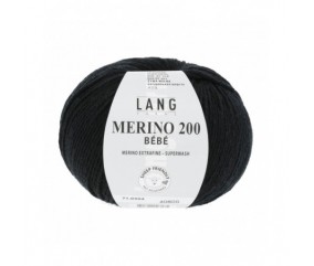 Pelote coton lang yarns Merino 200 baby bébé bebe cotton noir 304