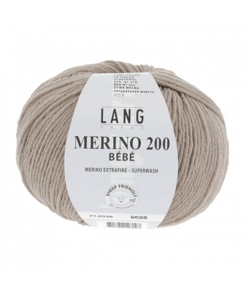 Pelote coton lang yarns Merino 200 baby bébé bebe cotton marron 326