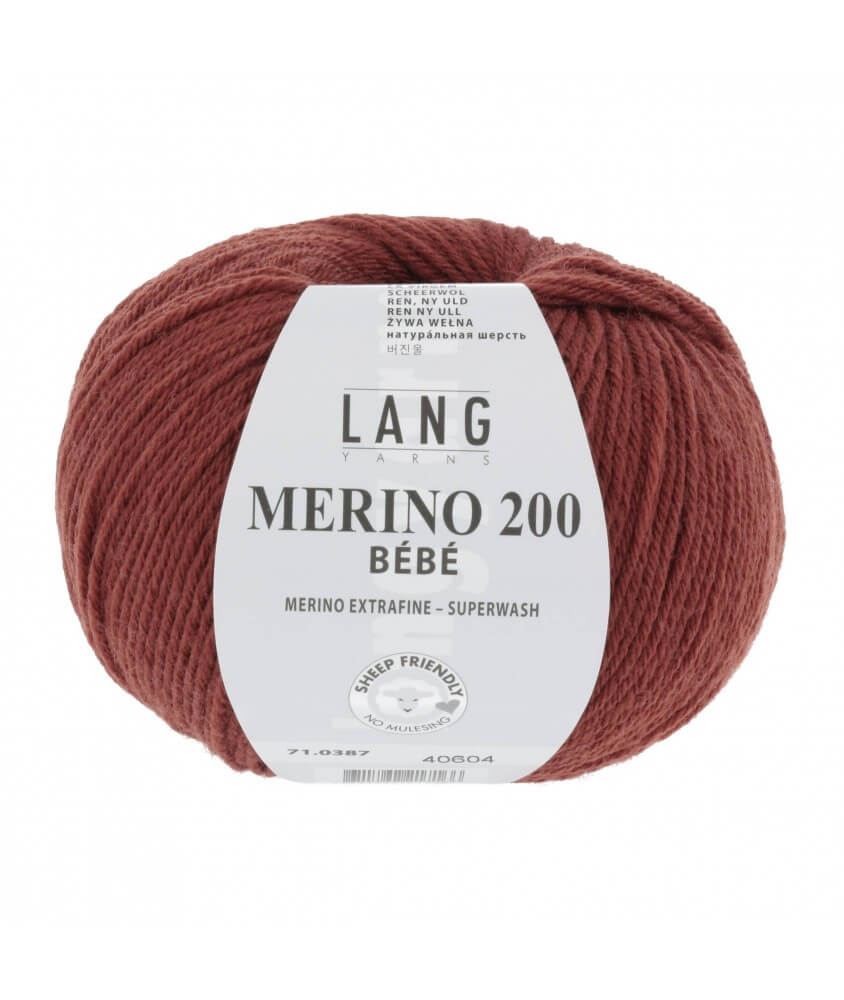 Pelote coton lang yarns Merino 200 baby bébé bebe cotton orange 387