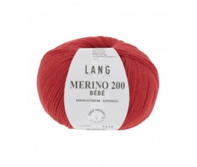 Pelote coton lang yarns Merino 200 baby bébé bebe cotton rouge 360