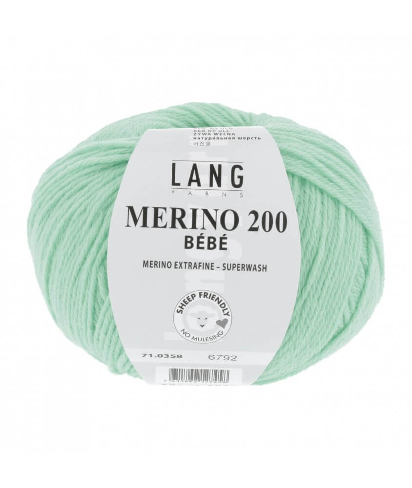 Pelote coton lang yarns Merino 200 baby bébé bebe cotton vert 358