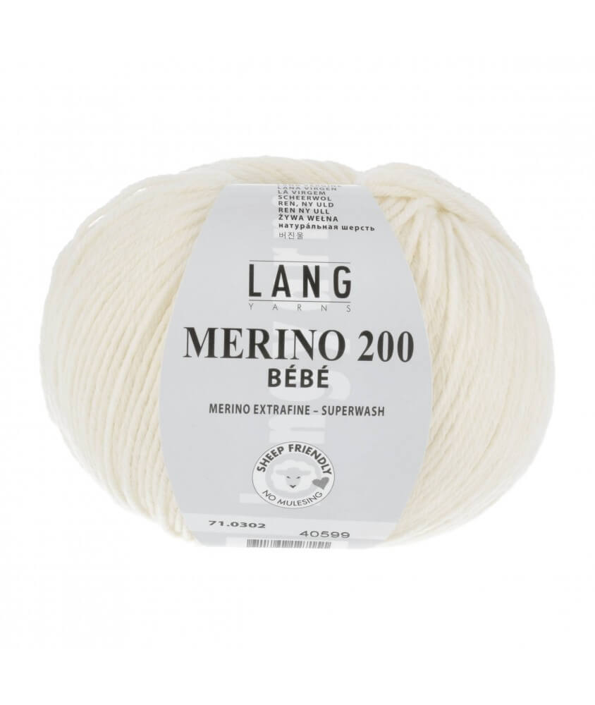 Pelote coton lang yarns Merino 200 baby bébé bebe cotton jaune clair layette 302