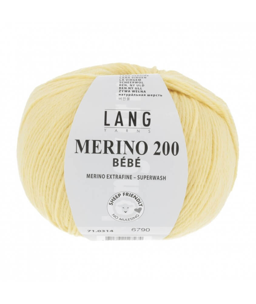 Pelote coton lang yarns Merino 200 baby bébé bebe cotton jaune enfant layette nouveau né 314