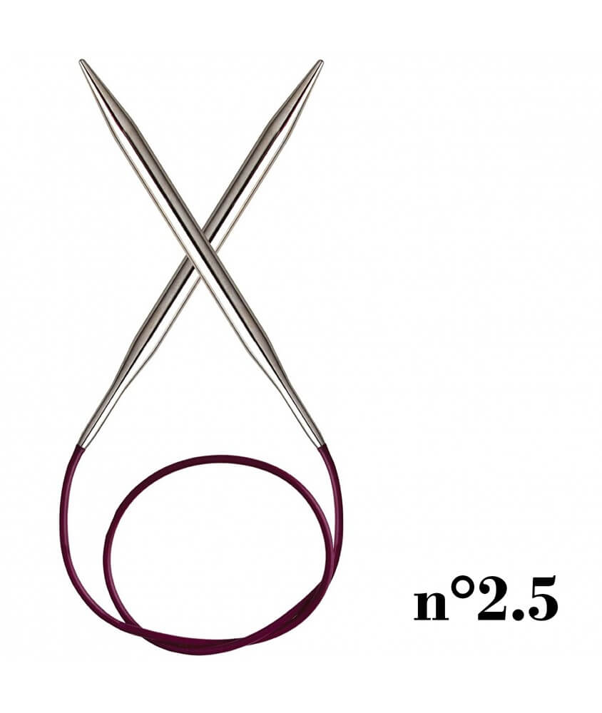 Aiguilles circulaires fixes cable 80 cm Nova Metal n°2.5 - Knitpro Sperenza