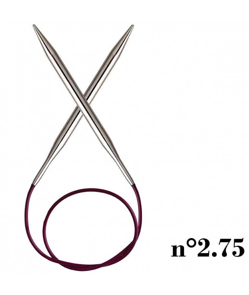 Aiguilles circulaires fixes cable 80 cm Nova Metal n°2.75- Knitpro Sperenza