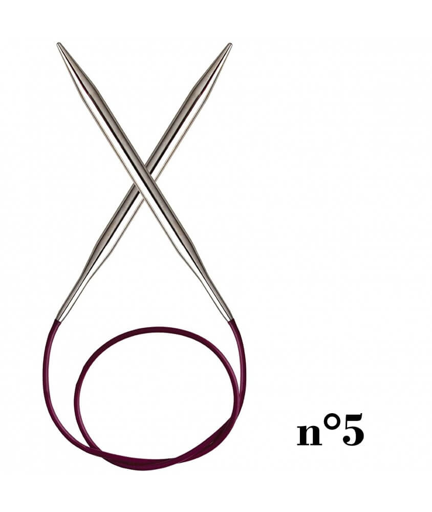 Aiguilles circulaires fixes cable 80 cm Nova Metal - Knitpro Sperenza n°5