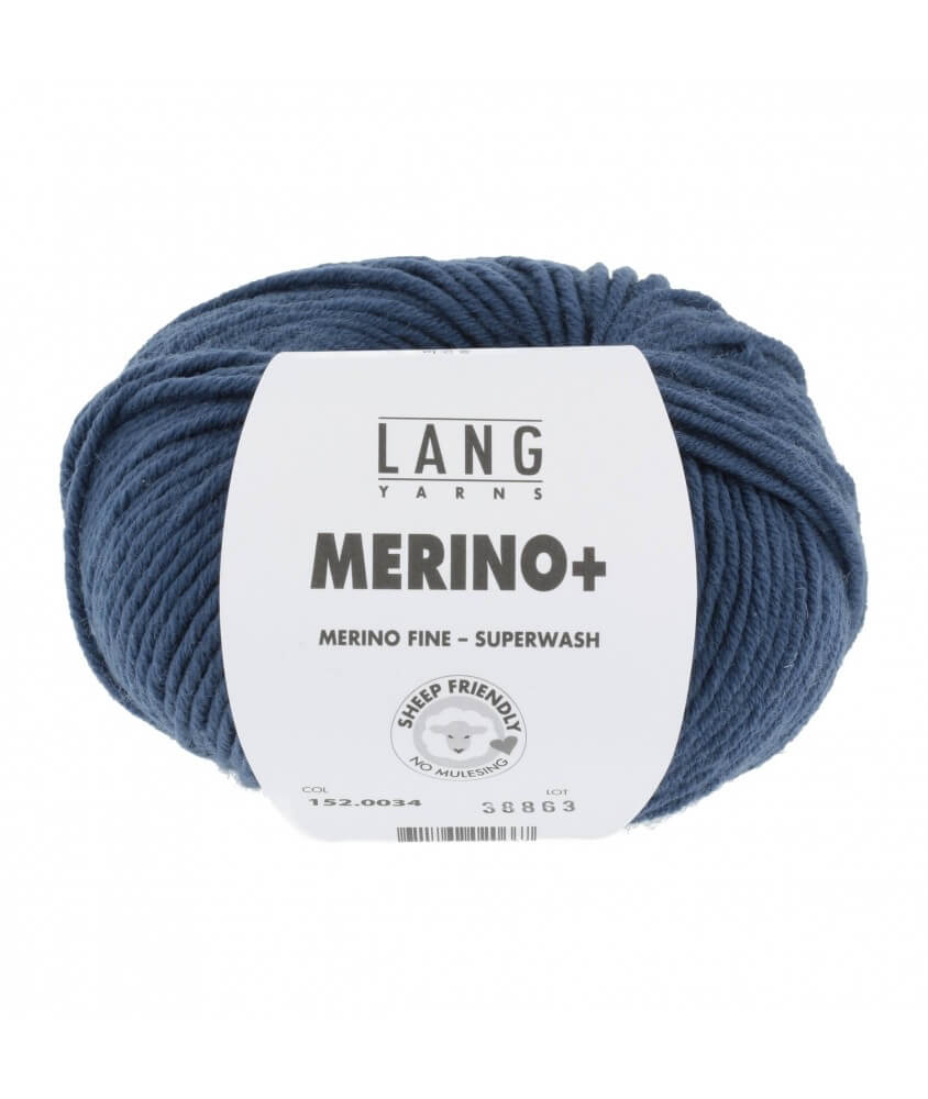 Laine MERINO PLUS - Lang Yarns sperenza bleu 34 152 jolie pelote couleur premium