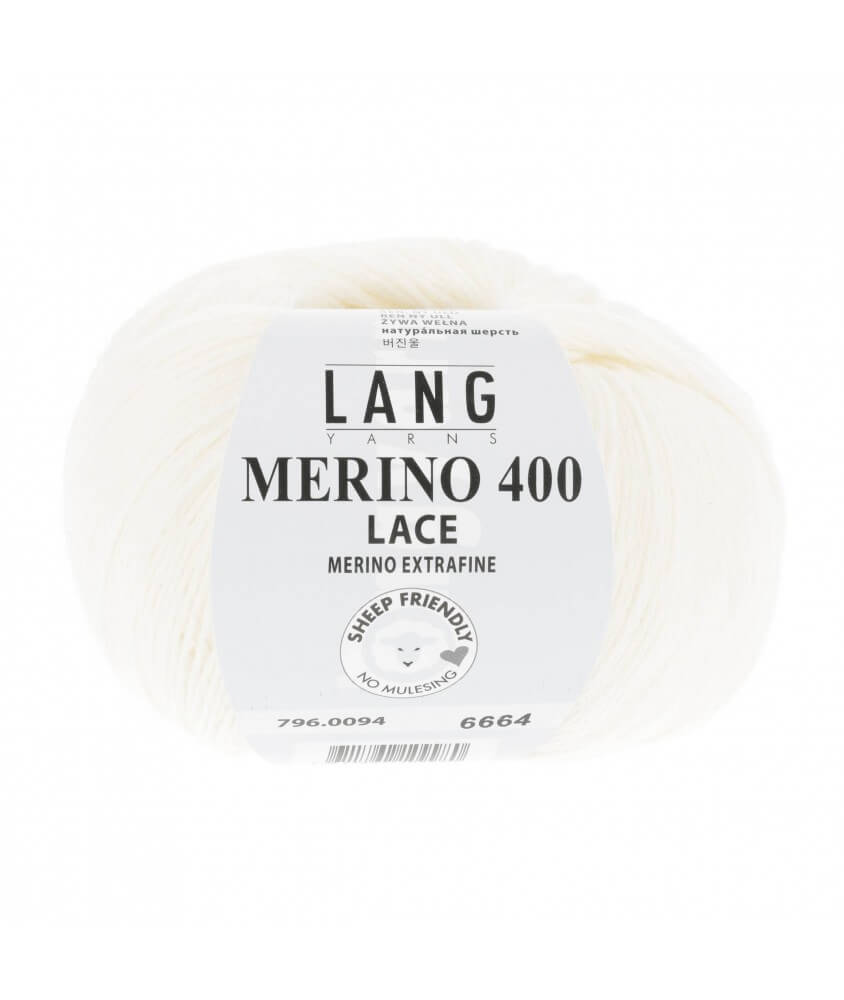 Laine MERINO 400 LACE - Lang Yarns sperenza pelote blanc neige 94 094