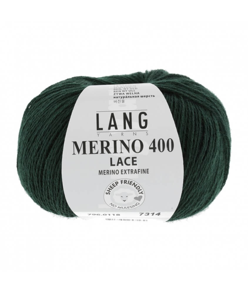 Laine MERINO 400 LACE - Lang Yarns sperenza pelote vert 118 0118