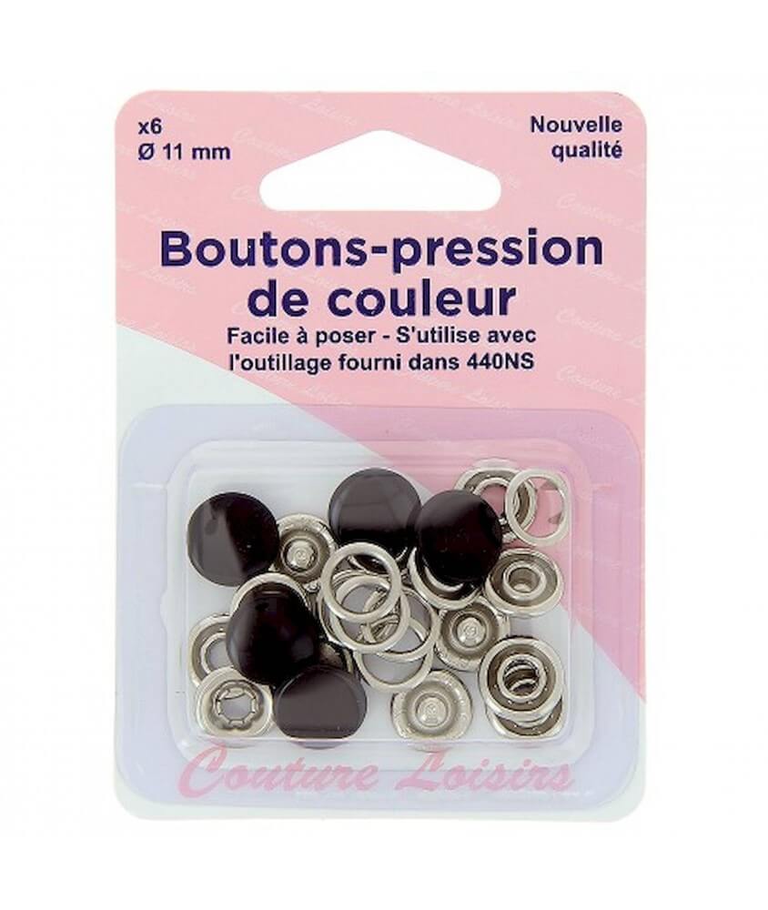 boutons pression 11mm couleur noir