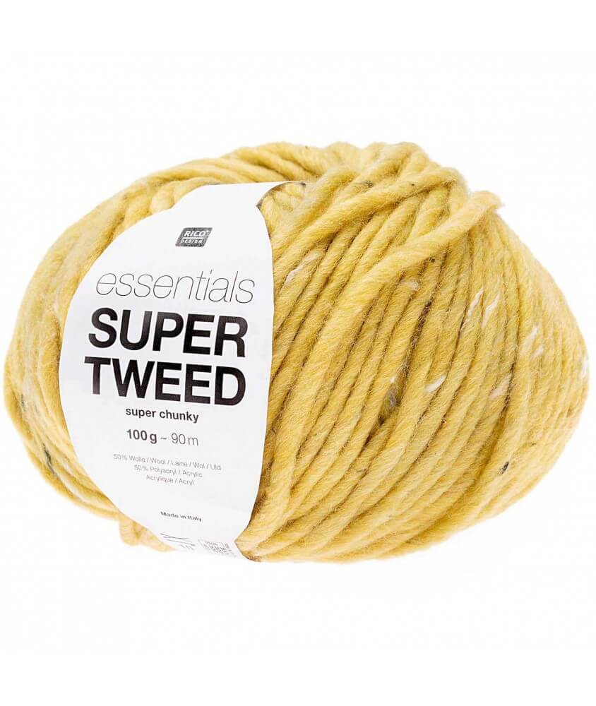Laine à tricoter Essentials SUPER TWEED Super Chunky 50 gr - RICO Design 01 JAUNE