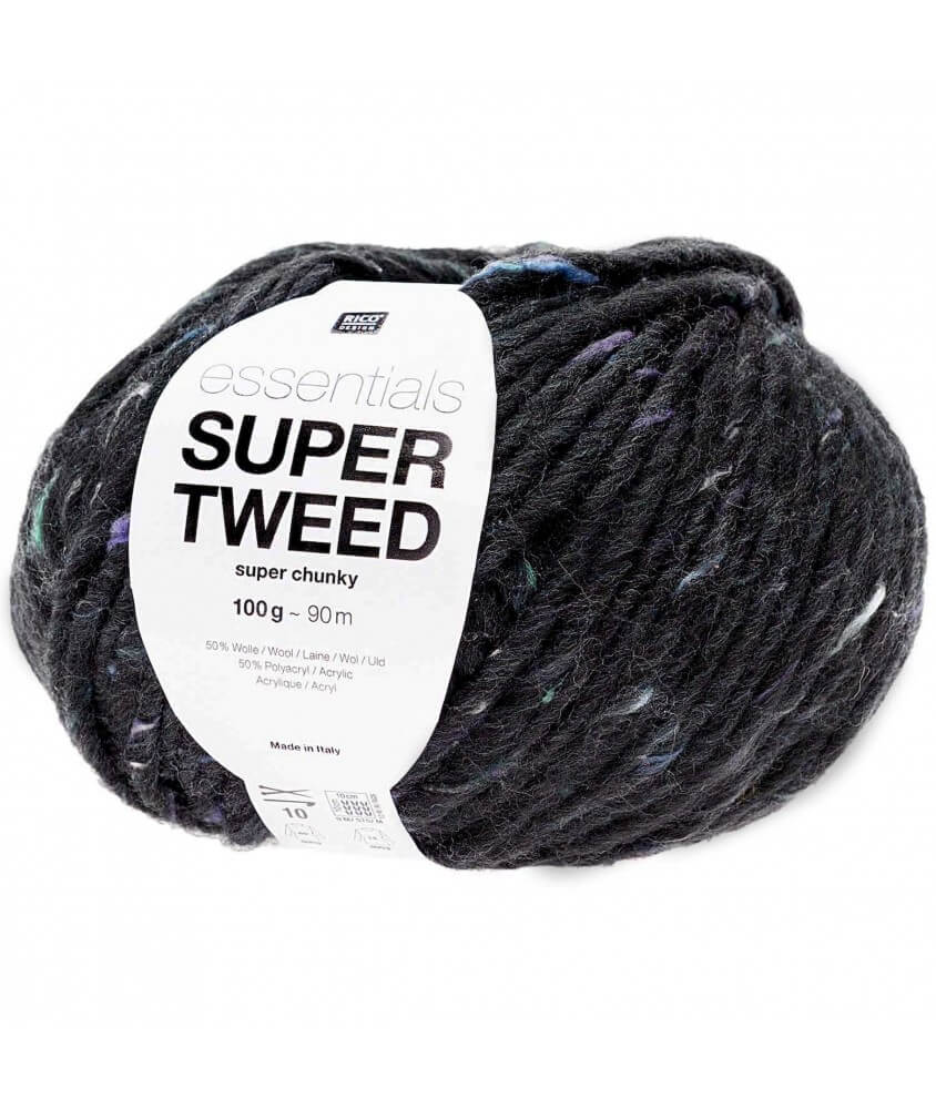 Laine à tricoter Essentials SUPER TWEED Super Chunky 50 gr - RICO Design 06 NOIR