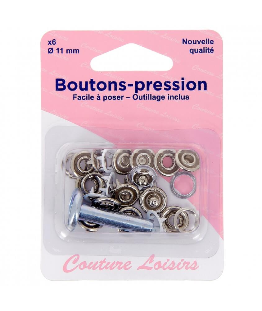 Boutons pression blanc avec outillage diam. 11 mm X 6 - Distrifil