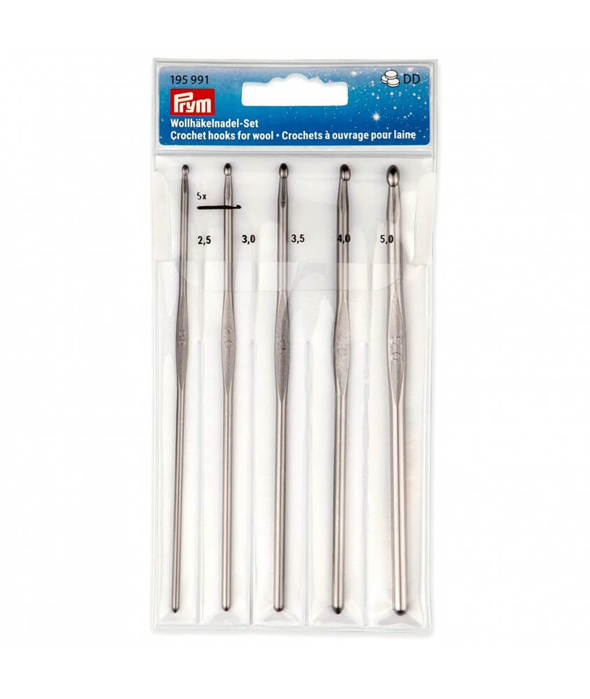  Kit de 5 crochets à ouvrage pour laine en aluminium bruni - Prym petits metal acier solide