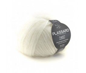 Pelote de mohair à tricoter Tweet - Plassard blanc 2 sperenza