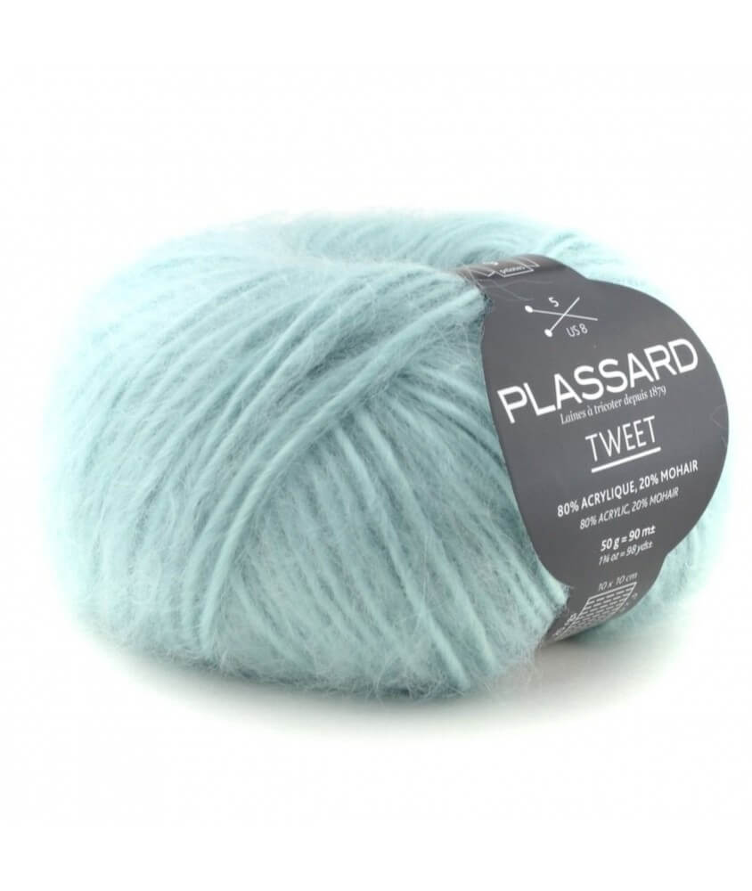 Pelote de mohair à tricoter Tweet - Plassard bleu 70 sperenza