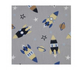 Tissu coton enfant Fusée Spatiale Tissu coton enfant Fusée Spatiale