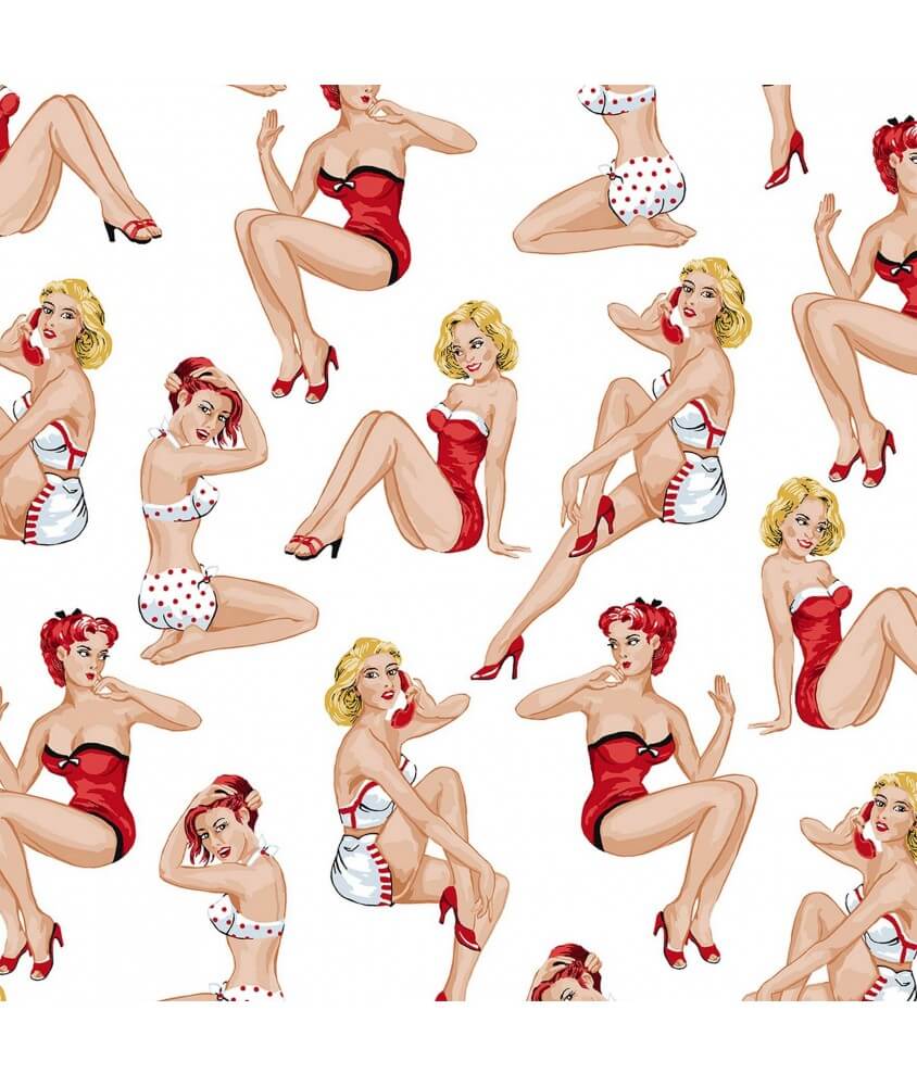 Coquine femme tissus imprimé coton cotton jolie vintage pin-up Coquine femme tissus imprimé coton cotton jolie vintage pin-up