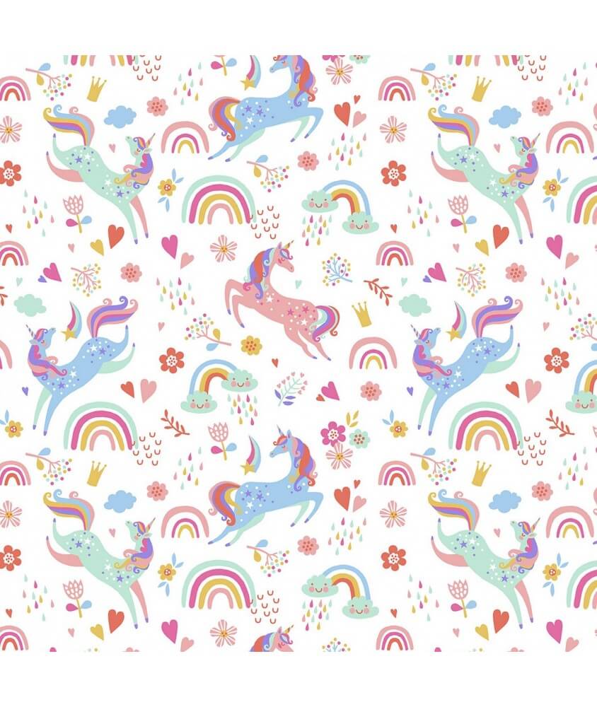 Tissu Licornes magiques arc en ciel Tissu Licornes magiques arc en ciel