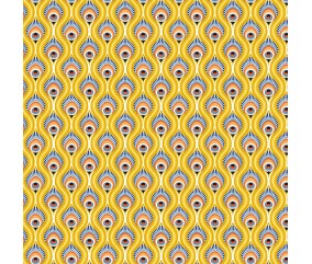 PEACOCK plume de paon JAUNE tissus sperenza imprimé