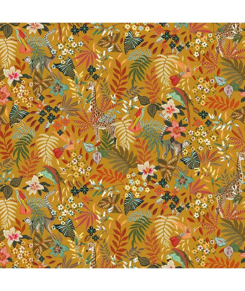 tissu exotique orange nature savane