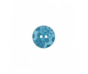 Bouton rond Fleurs 12 mm 2 trous - Prym BLEU TURQUOISE FLEURS SPERENZA