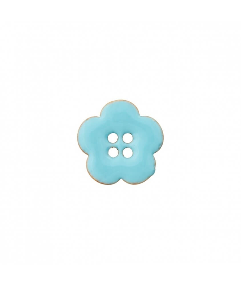 Bouton coco 4 trous Fleur 18mm - Prym BLEU CIEL FLEURS SPERENZA