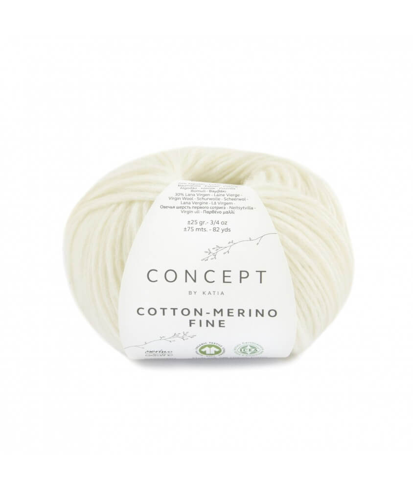 Pelote de coton à tricoter COTTON MERINO FINE - Concept by Katia écru sperenza
