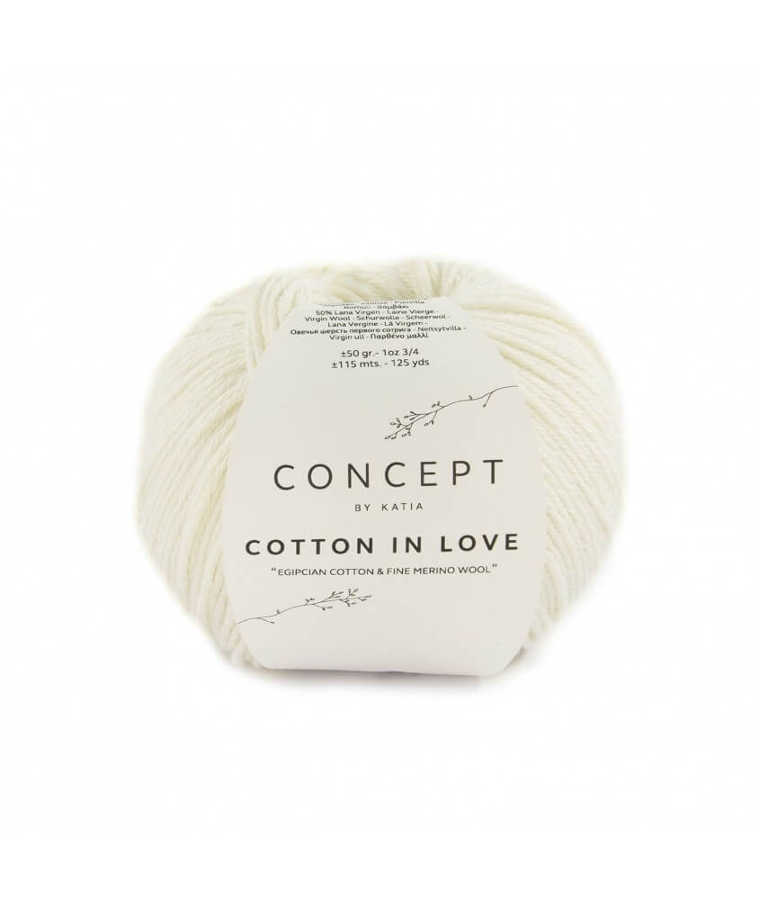 Pelote de laine et coton COTTON IN LOVE - Katia blanc sperenza Pelote de laine et coton COTTON IN LOVE - Katia blanc sperenza