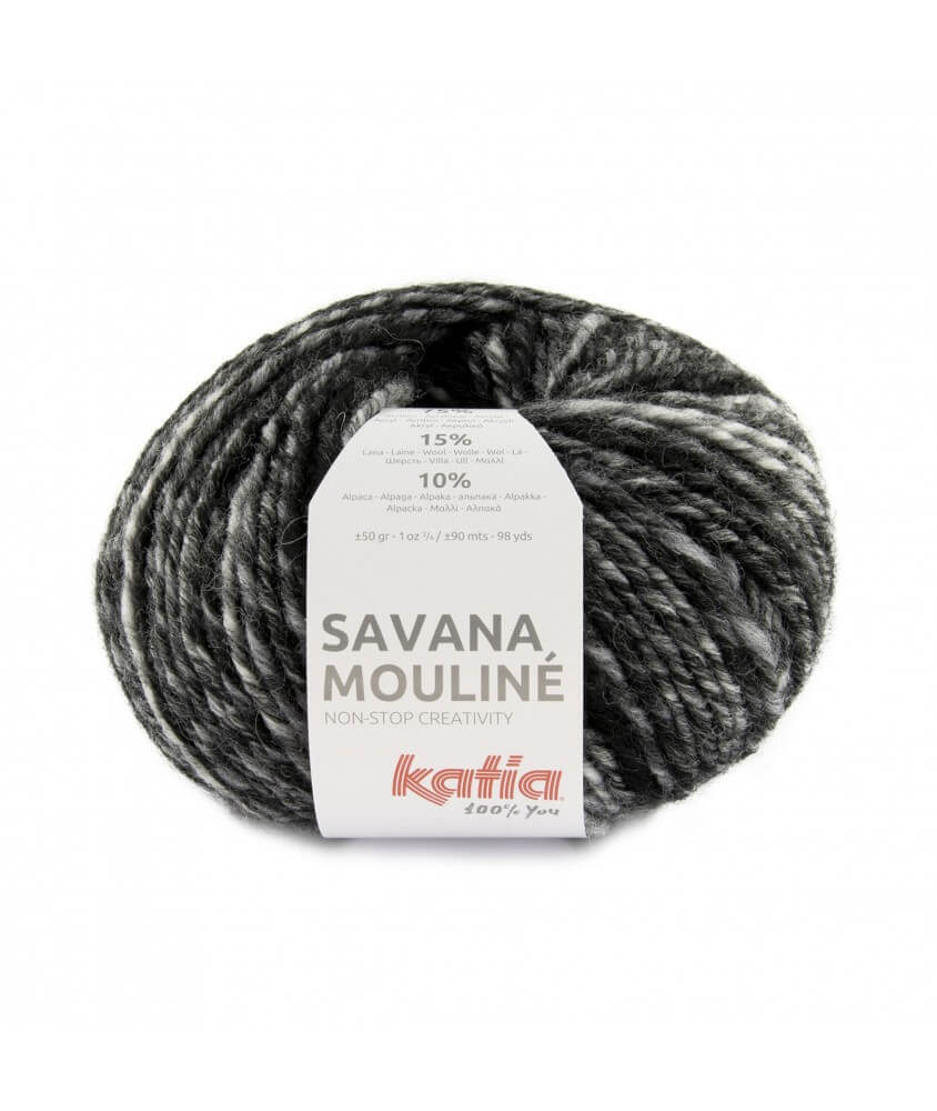 Pelote de laine et alpaga Savana Mouliné - Katia noir sperenza
