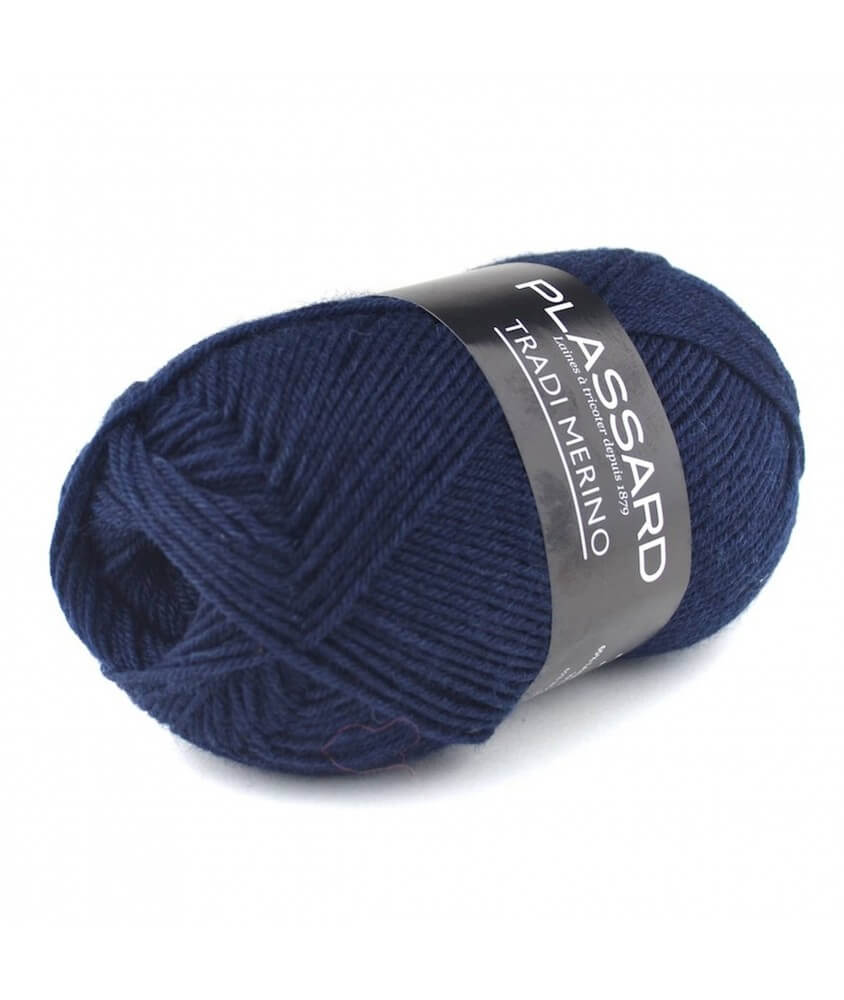 Pelote de laine à tricoter TRADI-MERINO - Plassard 27 BLEU MARINE