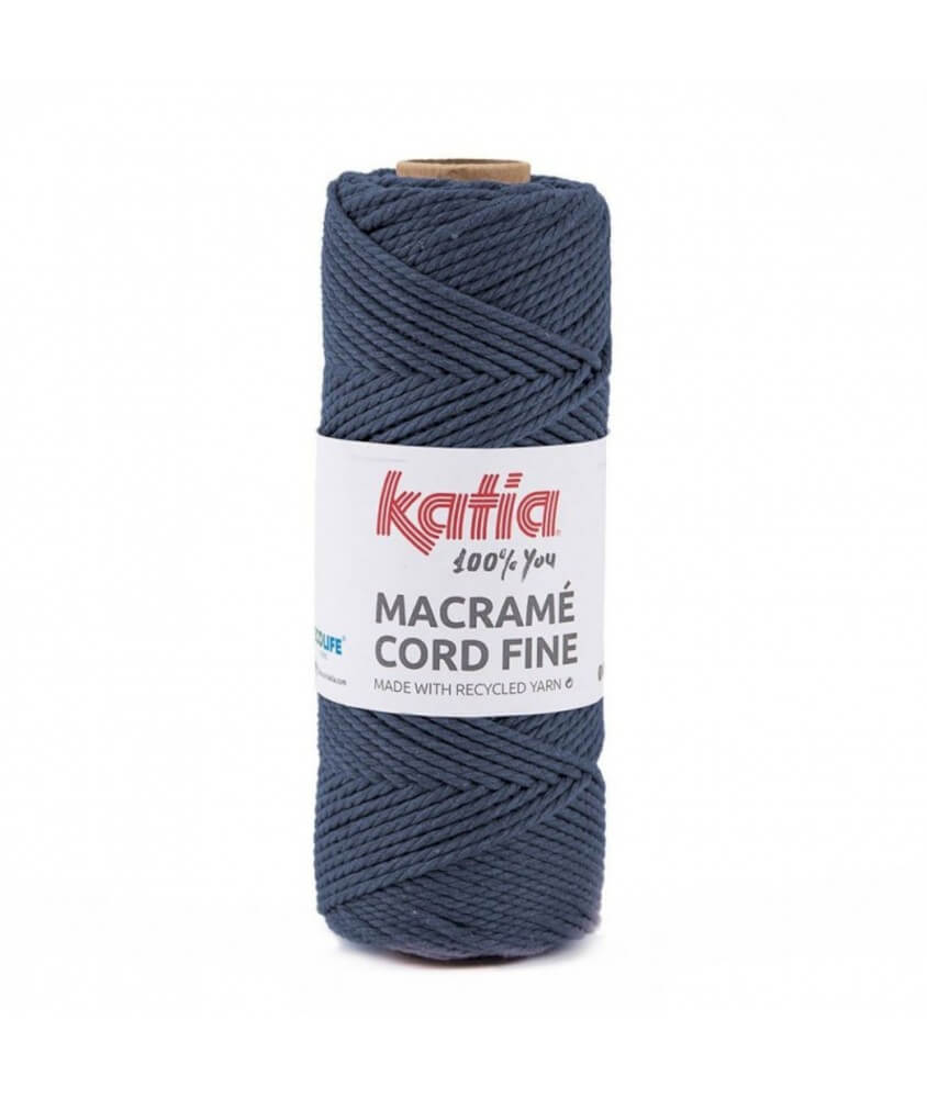 Bobine de corde recyclé Macrame Cord Fine 220 GR - Katia - certifié Oeko-Tex bleu marine sperenza