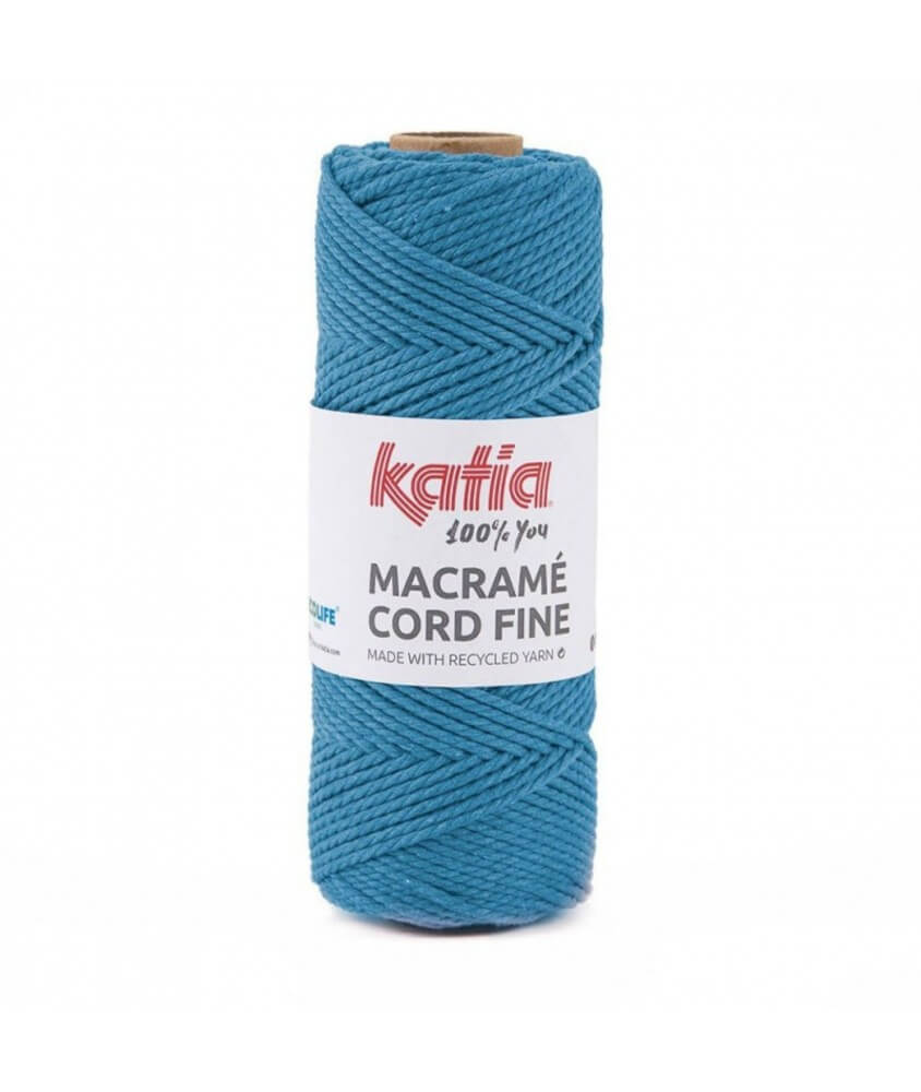 Bobine de corde recyclé Macrame Cord Fine 220 GR - Katia - certifié Oeko-Tex bleu sperenza