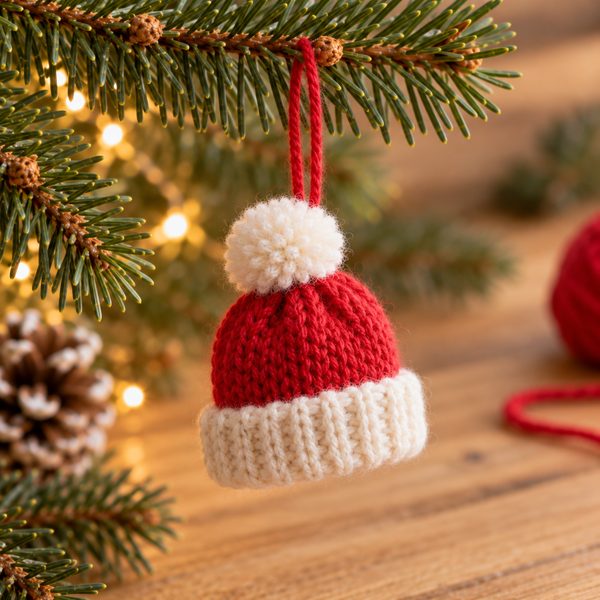 mini-bonnet à pompon : mini-projet du jour 8 du calendrier de l'Avent tricot et crochet