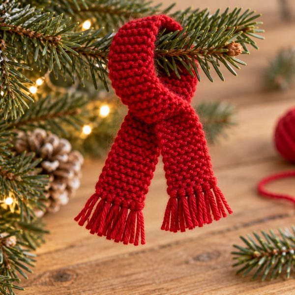 mini-écharpe pour le sapin : mini-projet du jour 3 du calendrier de l'Avent tricot et crochet