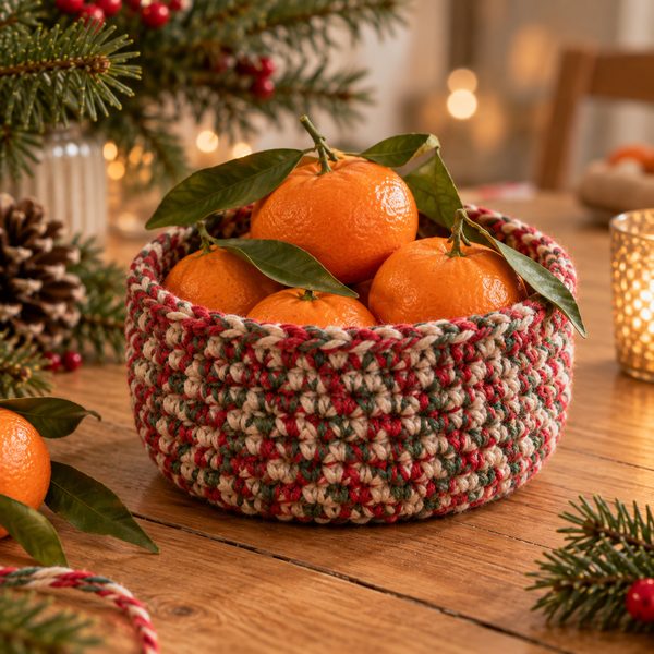 panier à clémentines : mini-projet du jour 21 du calendrier de l'Avent tricot et crochet