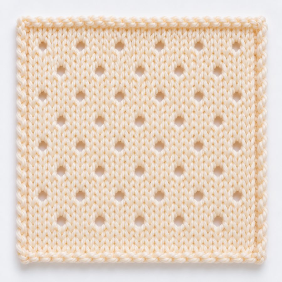Ajouré en quinconce au tricot : illustration du point