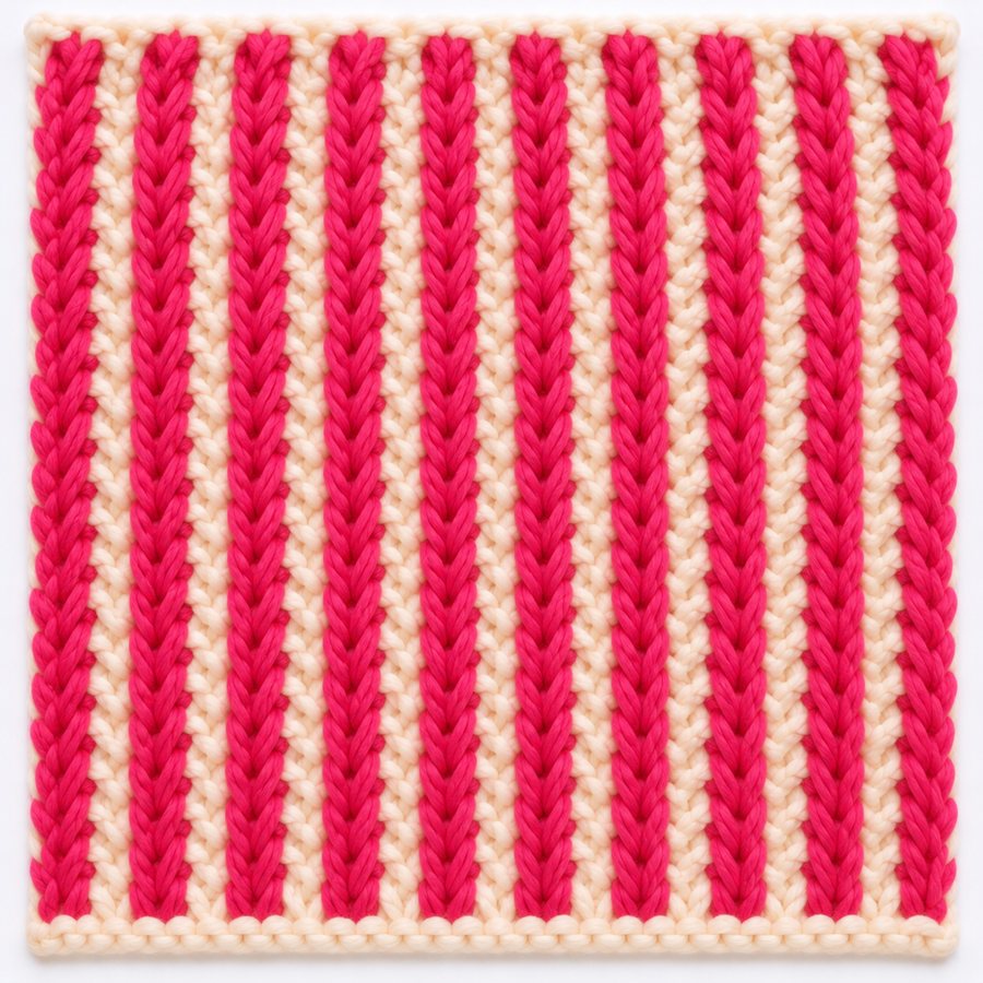 Brioche bicolore au tricot : illustration du point