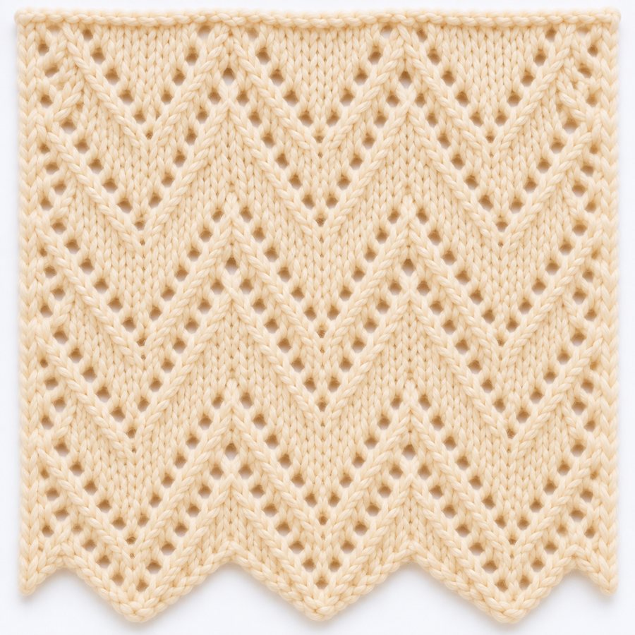 Chevron ajouré au tricot : illustration du point