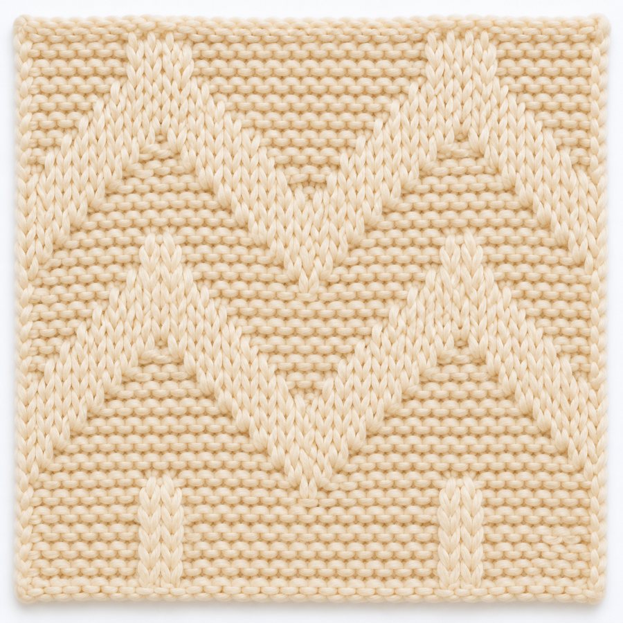 Chevrons en relief au tricot : illustration du point