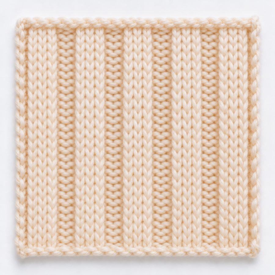 Côtes 3/3 au tricot : illustration du point