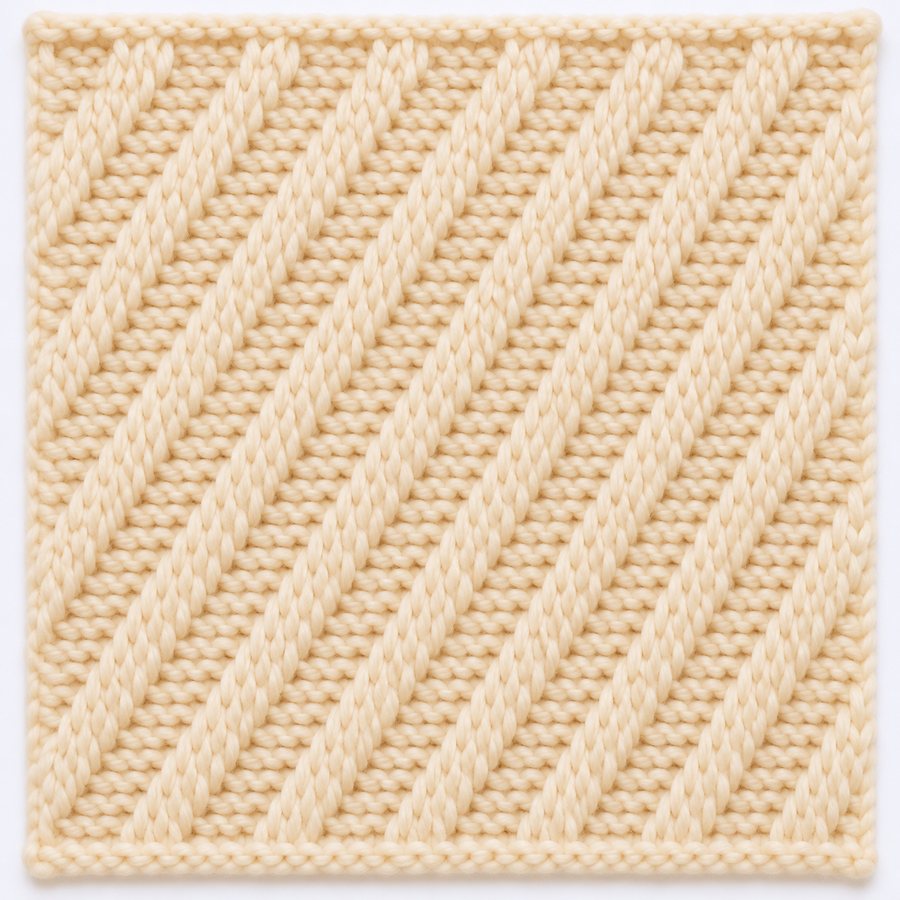 Côtes diagonales au tricot : illustration du point
