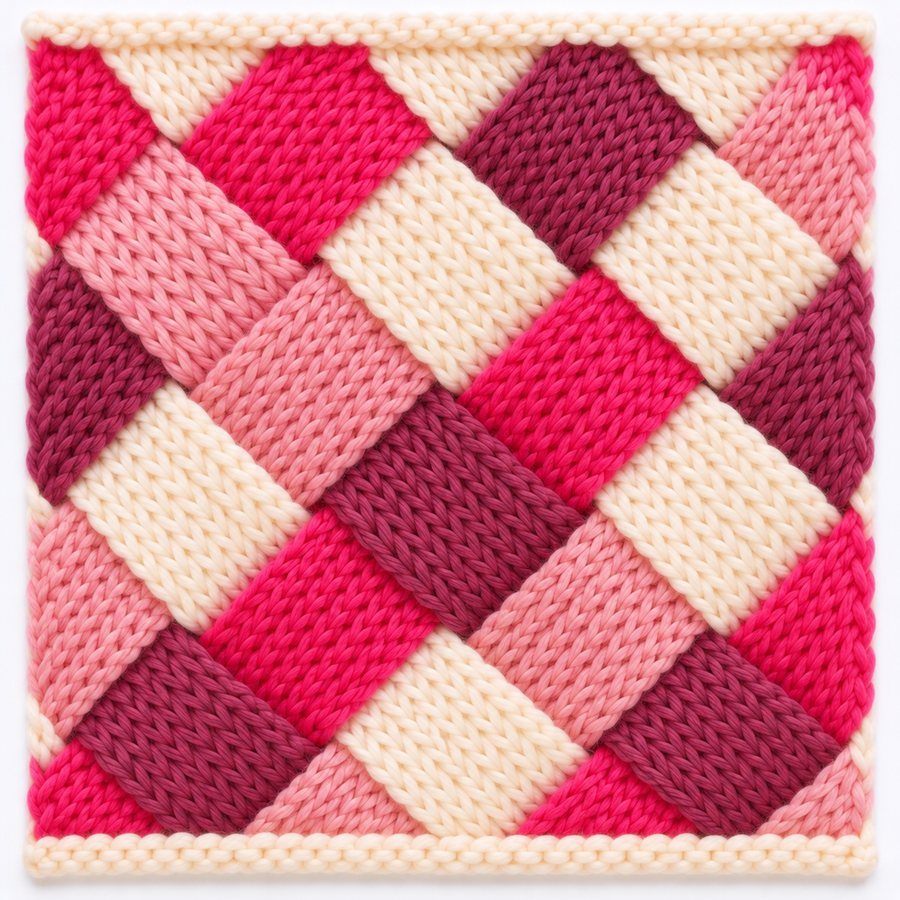Entrelac au tricot : illustration du point