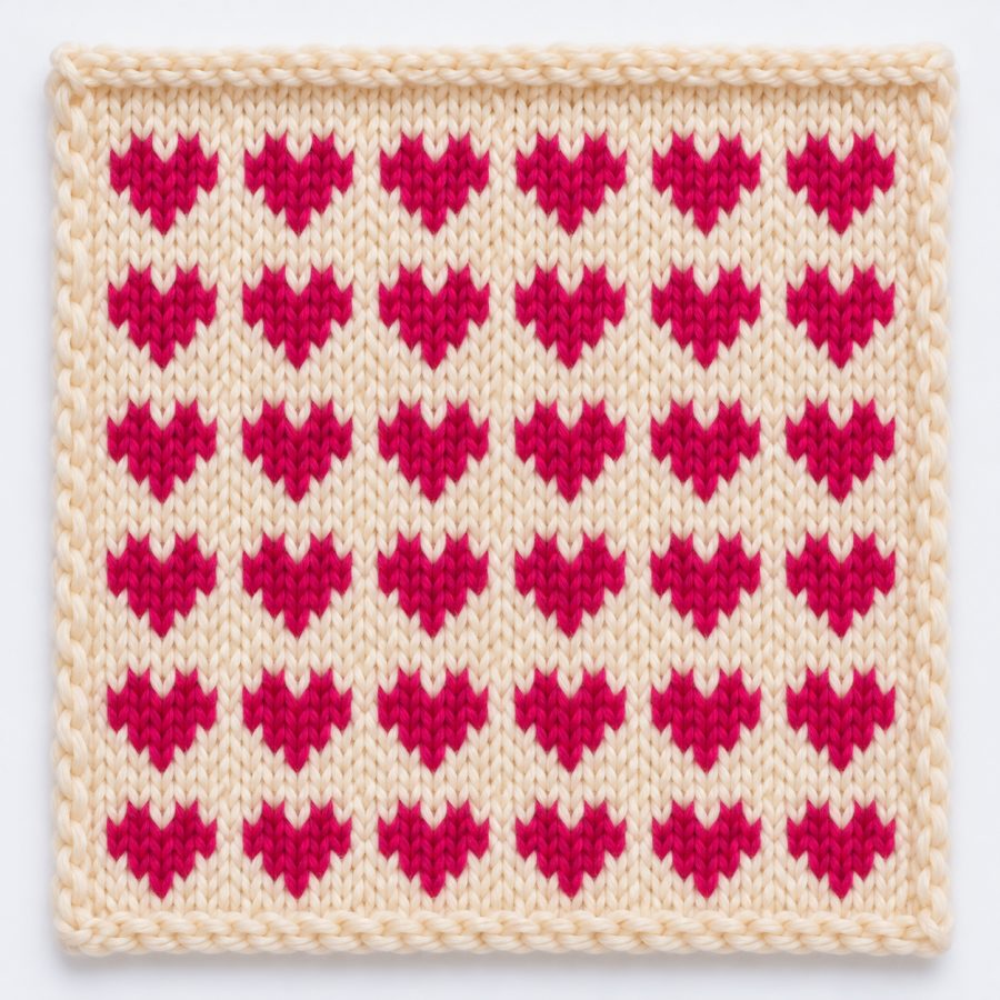 Jacquard petits cœurs au tricot : illustration du point