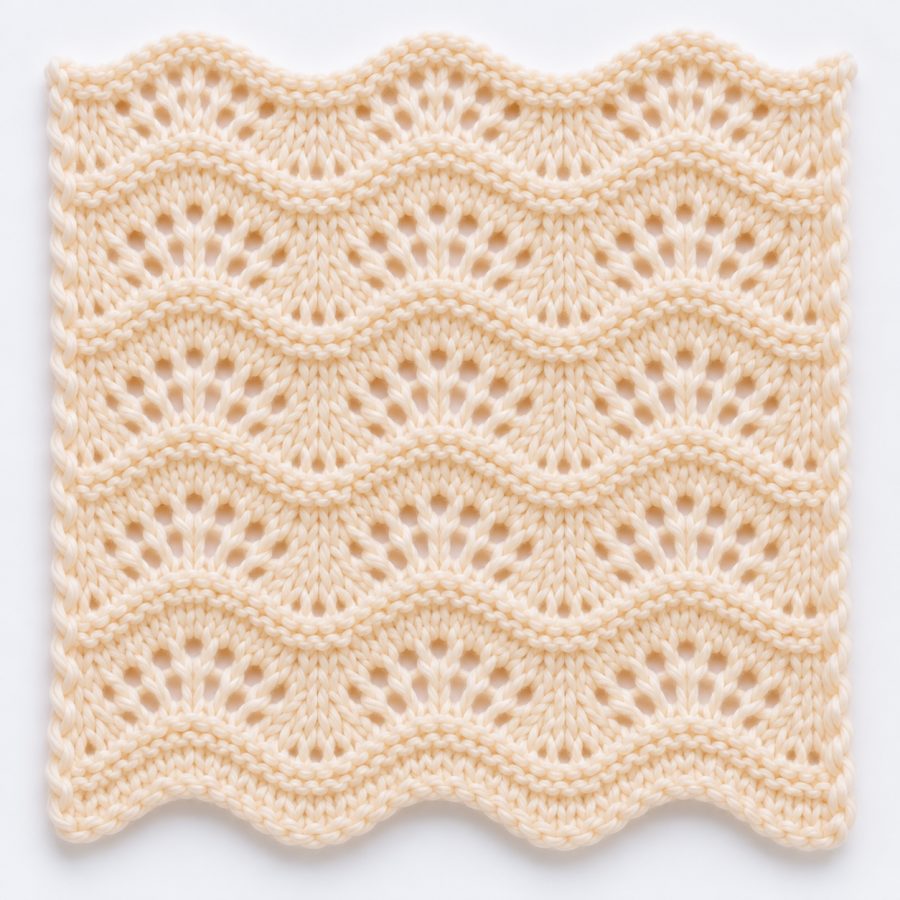 Plume et éventail au tricot : illustration du point