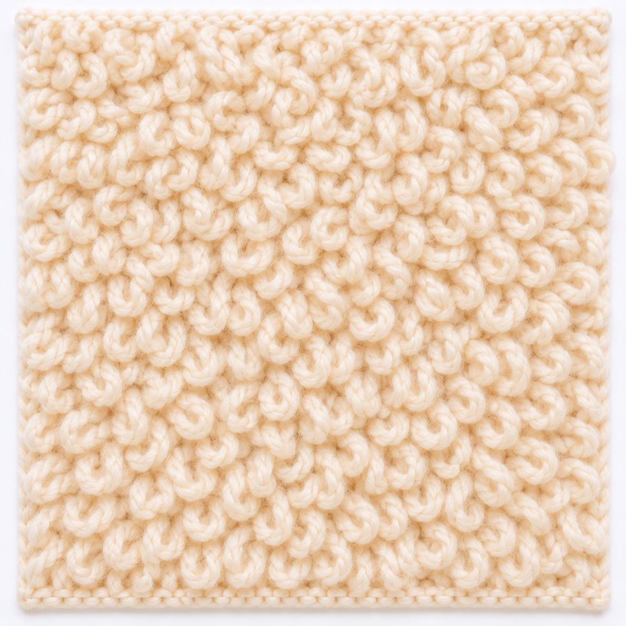 Point bouclette au tricot : illustration du point