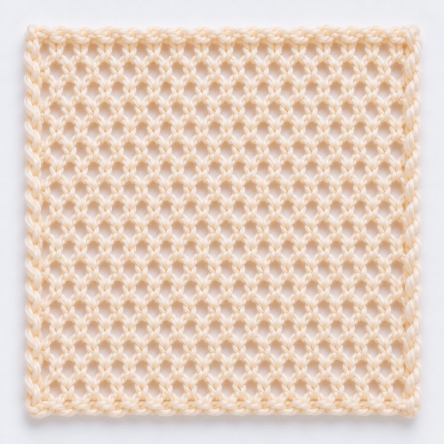 Point de bourse au tricot : illustration du point